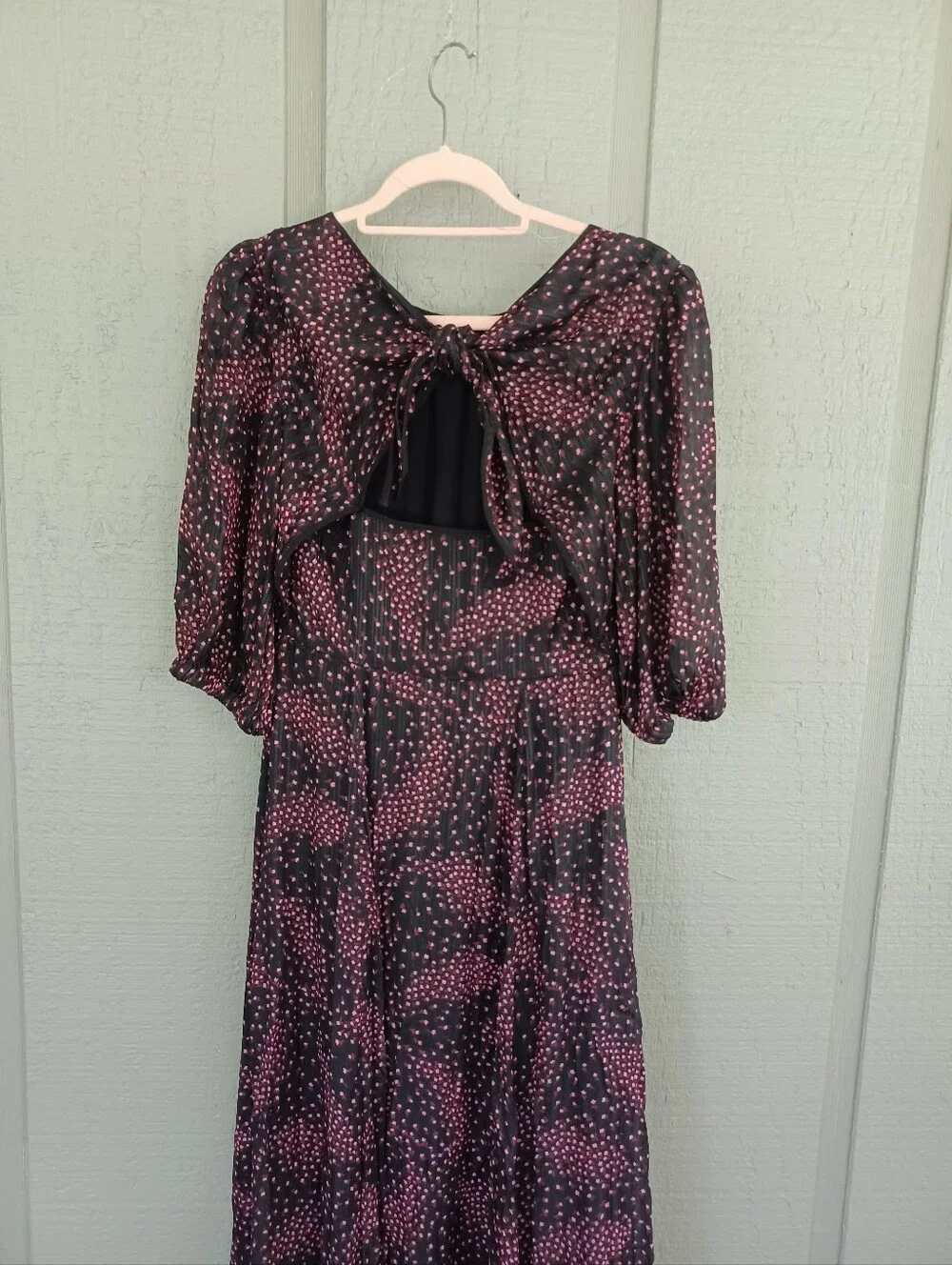 Kate Spade Floral Print Midi Dress Size 4 Viscose Silk Tie Back Feminine Defect